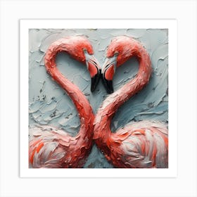 Flamingos In Love 7 Art Print