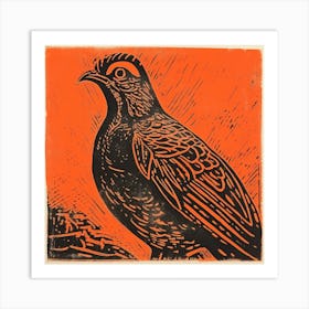 Retro Bird Lithograph Grouse 3 Art Print