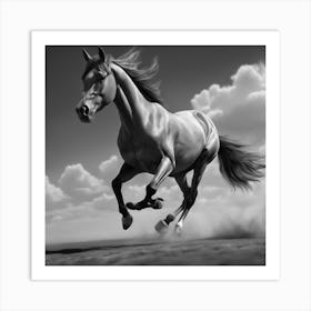 Horse Running In The Wind Art Print