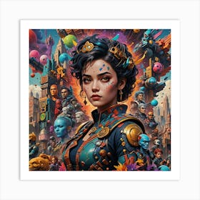 Girl In Space 1 Art Print