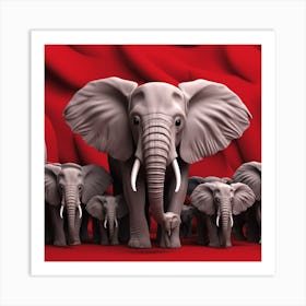 Family Of Elephants Art Print