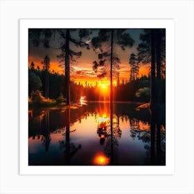 Sunset In The Forest 4 Art Print