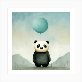 Panda Bear With Balloon Art Print