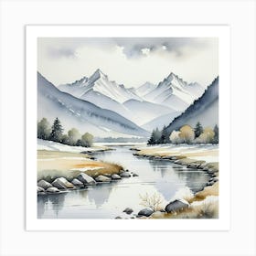 Snowy Mountains Art Print