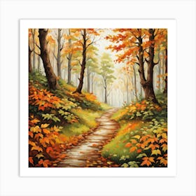 Forest In Autumn In Minimalist Style Square Composition 251 Art Print