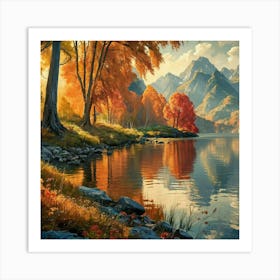 Autumn At The Lake Art Print