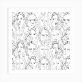 Portraits Of Women Line Art Art Print