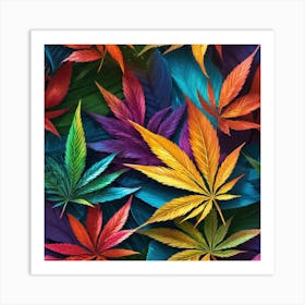 Colorful Marijuana Leaves 1 Art Print