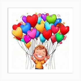 Happy Boy With Balloons Art Print