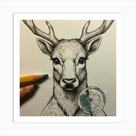 Deer Head 32 Art Print