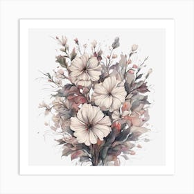 Watercolor Flowers Bouquet Art Print