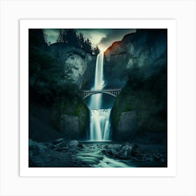 Multnomah Falls at sunset. Just one of many large waterfalls along the Columbia Gorge in Washington and Oregon (27) Art Print