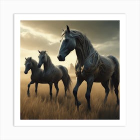 Horses In A Field 27 Art Print