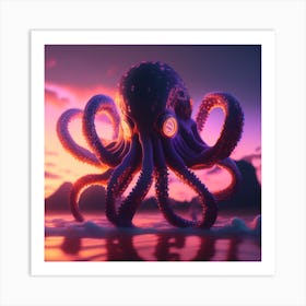 Octopus In The Ocean Art Print