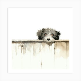 Dog Peeking Over Fence 12 Art Print