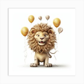 Lion With Balloons 1 Art Print