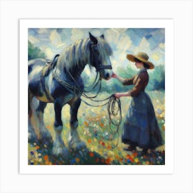 Woman And A Horse 5 Art Print