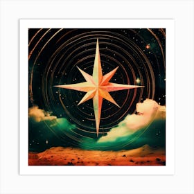 North Star, Compass, Celestial, Surrealism Art Print