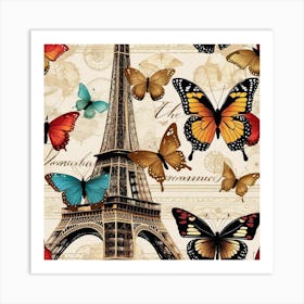 Paris With Butterflies 168 Art Print