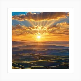 Sunset Over Rolling Hills Art Print