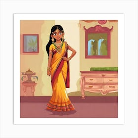 Indian Girl In Sari 1 Art Print