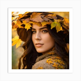 Autumn Woman In Hat 2 Art Print