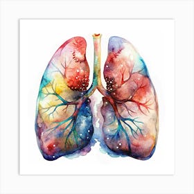 Colorful Watercolor Human Lungs Art Print