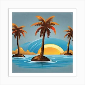 Palm Trees In The Water Art Print