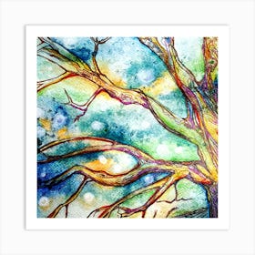 Watercolor Magic Tree Painting Art Print