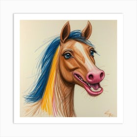 Horse With Colorful Hair Art Print