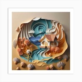 Nice Landscape In Paper Art Work 11 Art Print