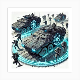 Shielded Apcs Transporting Troops Art Print