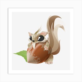 Cute Squirrel Animal cartoon Art Print