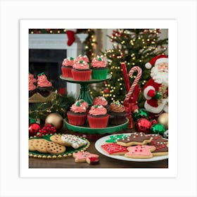 A Christmas Themed Dessert Table With Ch Zrlh5sr4sdk Gikt1d17g Fdkwmj9 Qi Ldlw3l413rq Art Print