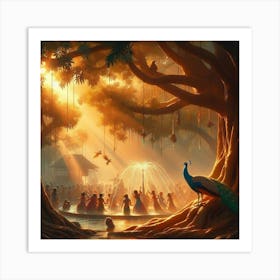 Forest Of Peacocks Art Print