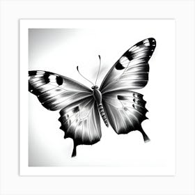 Butterfly In Black And White 1 Art Print