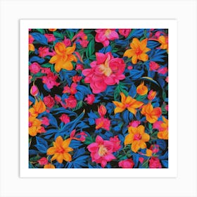 Pink And Orange Flowers Art Print