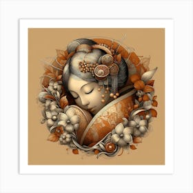 Japan Traditional Geisha Illustration By Ad 42 Art Print