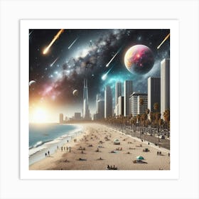 Space And The Beach - Futuristic Art Art Print