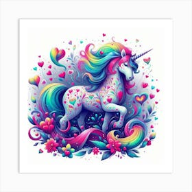 Unicorn With Hearts Art Print