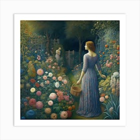 Girl In A Garden 13 Art Print