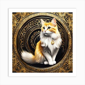 Cat In A Gold Frame Art Print