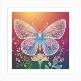 Line Art butterfly 1 Art Print