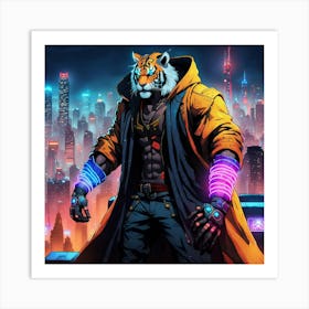 Cyberpunk Tiger In The City 1 1 Art Print