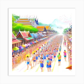 Thailand'S Holi Festival Art Print