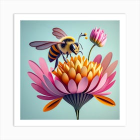 Bee On A Flower 1 Art Print