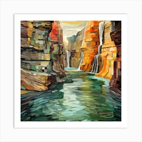 Waterfall In The Canyon Art Print