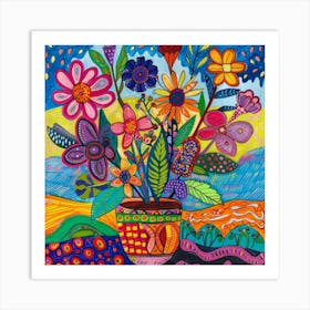 'Flowers In A Pot' 1 Art Print