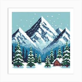 8-bit mountain landscape 1 Art Print