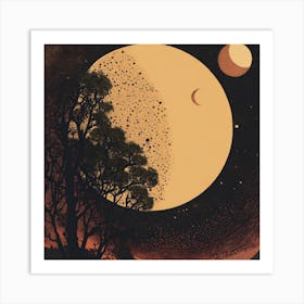 Moon And Stars 2 Art Print